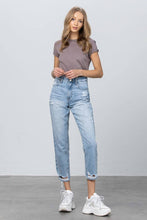 Load image into Gallery viewer, High Rise Ripped Crop Tapered Jeans
