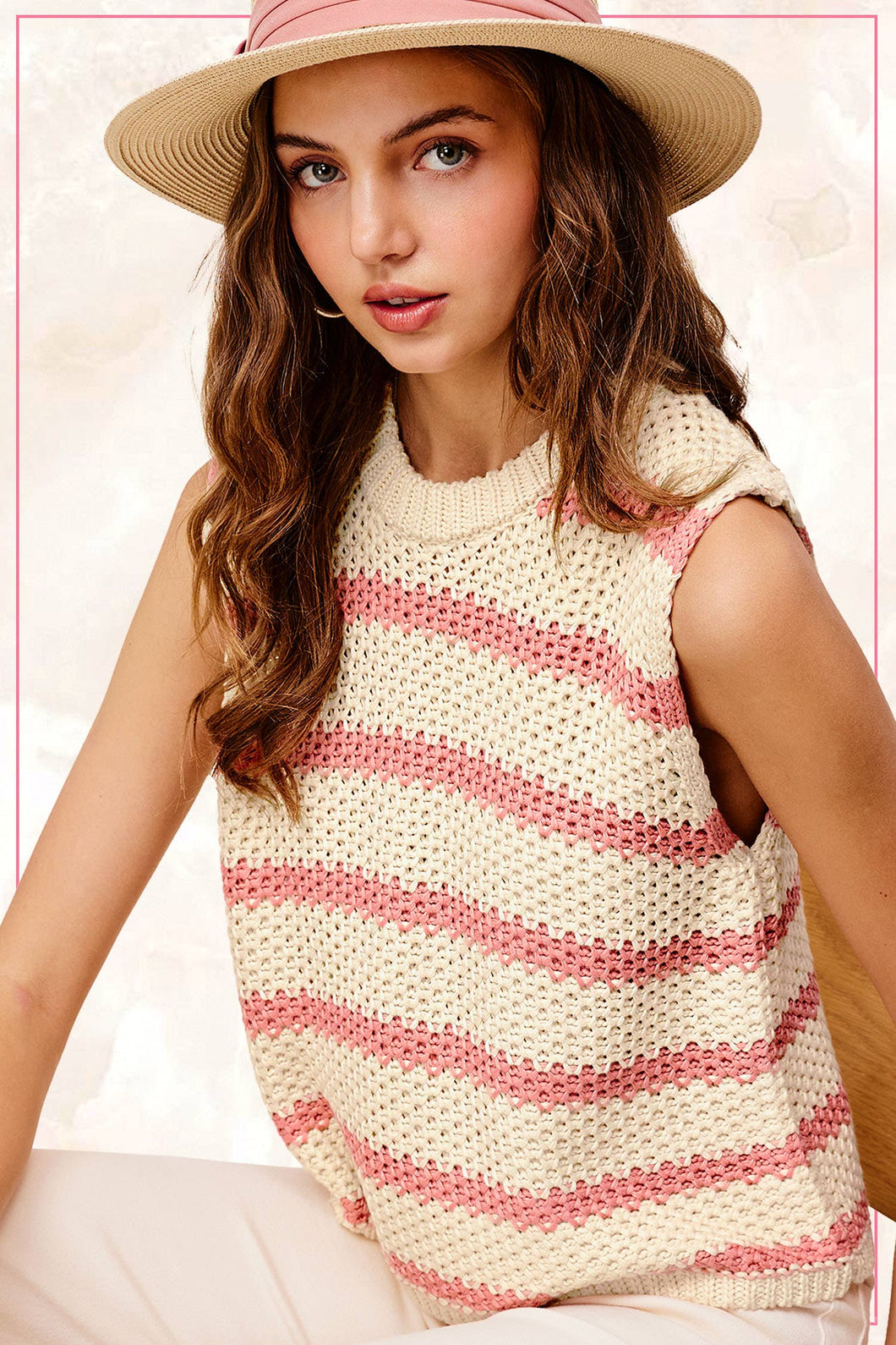 Chunky Light Pink Stripes Summer Top