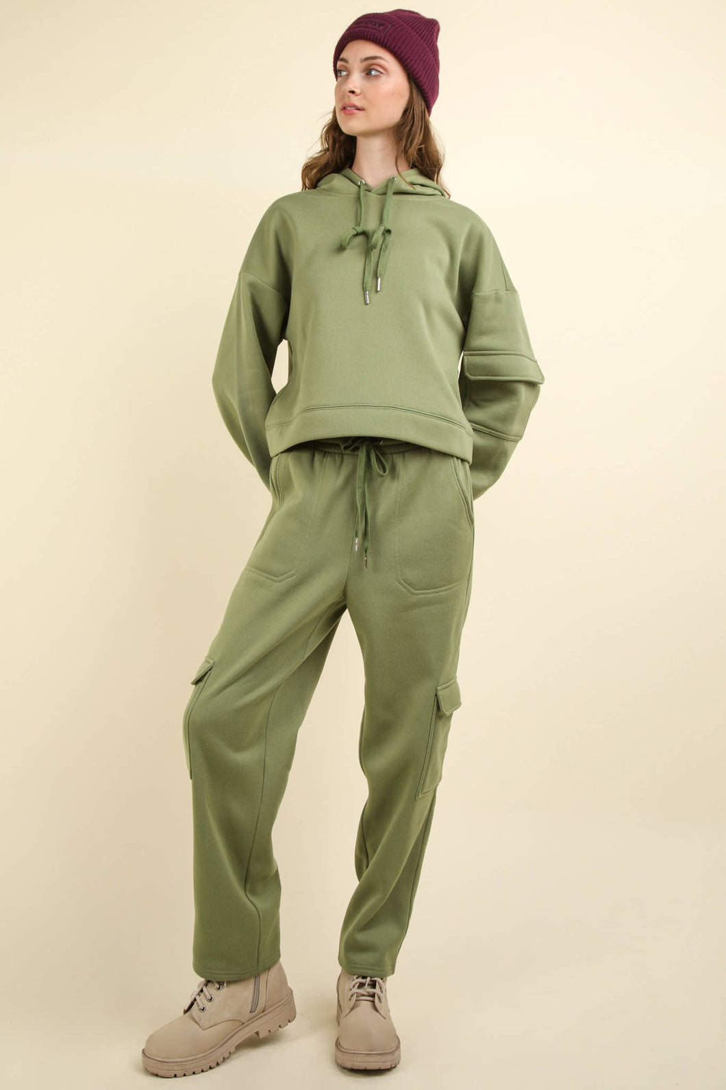 French Knit Comfy Hoodie Top & Pants Set