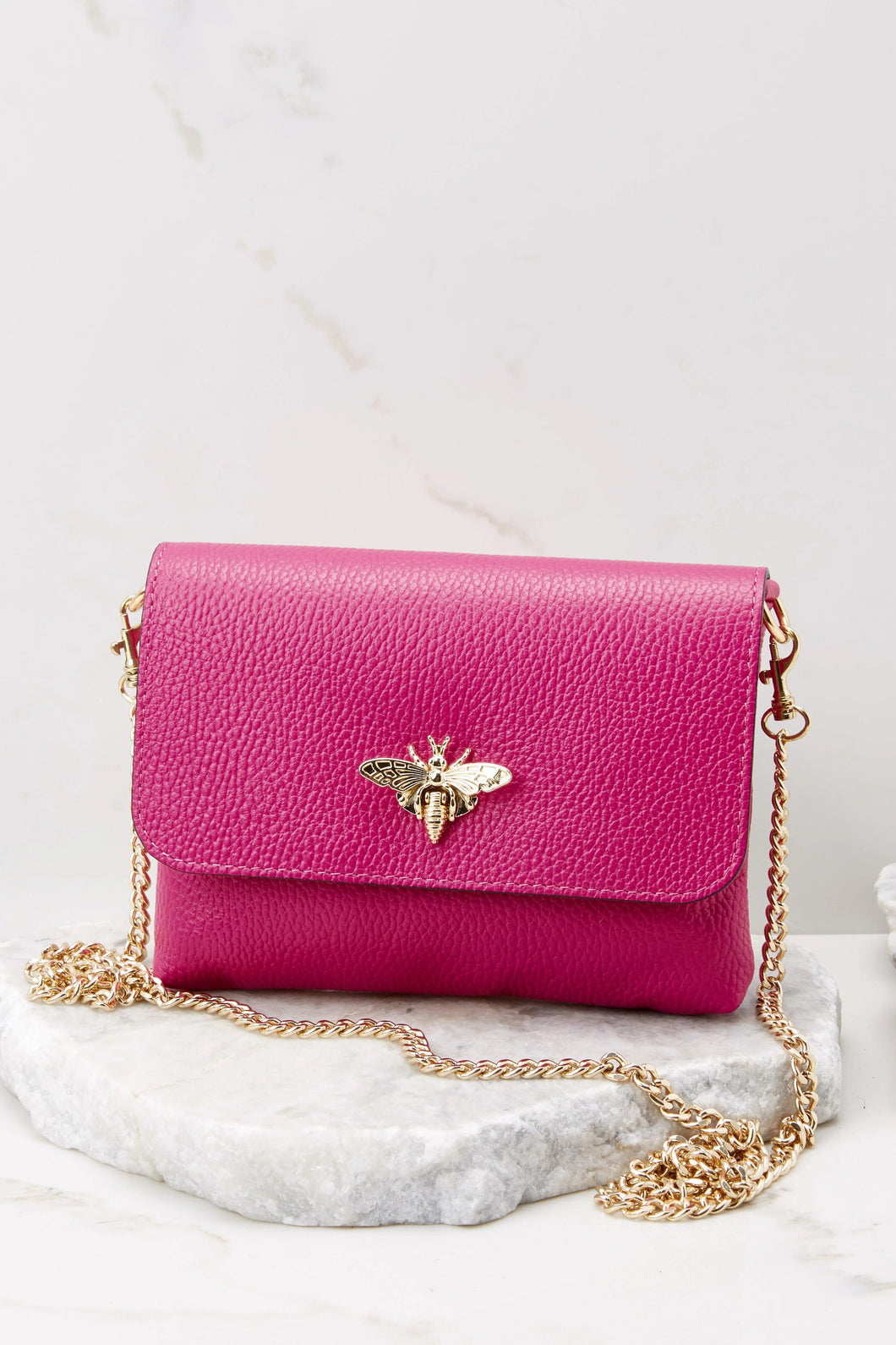 Pink Leather Crossbody Handbag