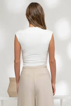 Load image into Gallery viewer, Reversible Mock Neck White Sleeveless Knit Bodysuit
