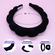 Load image into Gallery viewer, Puffy Terry Cloth Padded Spa Headband with Scrunchies
