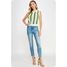 Load image into Gallery viewer, Crochet Green Stripes Sleeveless Top

