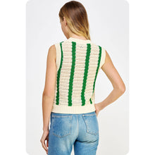 Load image into Gallery viewer, Crochet Green Stripes Sleeveless Top
