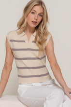 Load image into Gallery viewer, Sleeveless Stripe Polo Sweater
