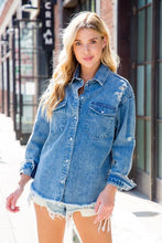Load image into Gallery viewer, Distressed Oversize Denim Shacket
