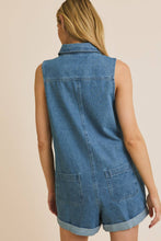 Load image into Gallery viewer, Sleeveless Zip UP Denim Romper
