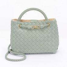 Load image into Gallery viewer, Mint Green Vegan Leather Braided Top Handle Bag
