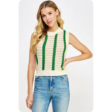 Load image into Gallery viewer, Crochet Green Stripes Sleeveless Top
