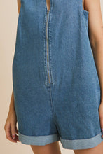 Load image into Gallery viewer, Sleeveless Zip UP Denim Romper
