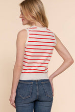 Load image into Gallery viewer, Sleeveless Round Neck Red Stripes Sweater
