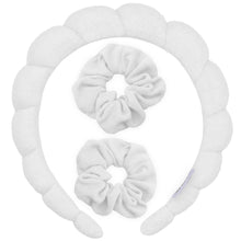 Load image into Gallery viewer, Puffy Terry Cloth Padded Spa Headband with Scrunchies
