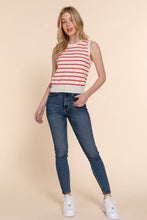 Load image into Gallery viewer, Sleeveless Round Neck Red Stripes Sweater
