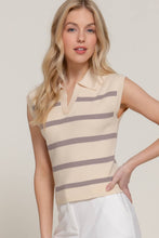 Load image into Gallery viewer, Sleeveless Stripe Polo Sweater
