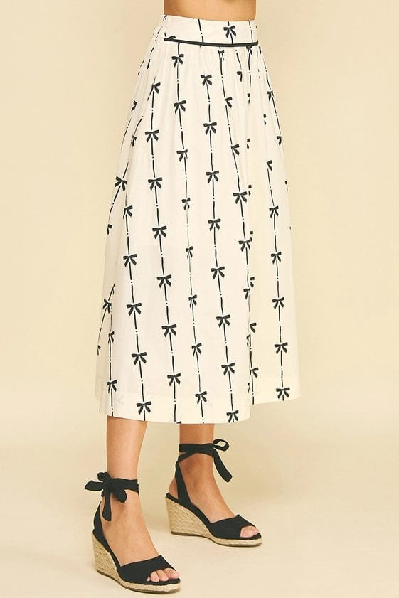 Bow Print Midi Skirt
