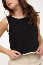 Load image into Gallery viewer, Contrast Trim Crochet Knit Sleeveless Sweater Top
