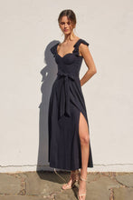 Load image into Gallery viewer, Navy Corset Flutter Dress

