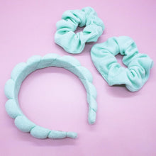 Load image into Gallery viewer, Puffy Terry Cloth Padded Spa Headband with Scrunchies
