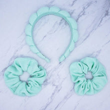 Load image into Gallery viewer, Puffy Terry Cloth Padded Spa Headband with Scrunchies
