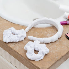 Load image into Gallery viewer, Puffy Terry Cloth Padded Spa Headband with Scrunchies
