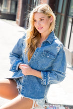 Load image into Gallery viewer, Distressed Oversize Denim Shacket
