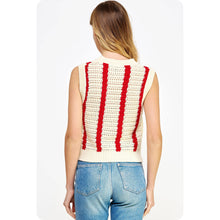 Load image into Gallery viewer, Crochet Red Stripes Sleeveless Top
