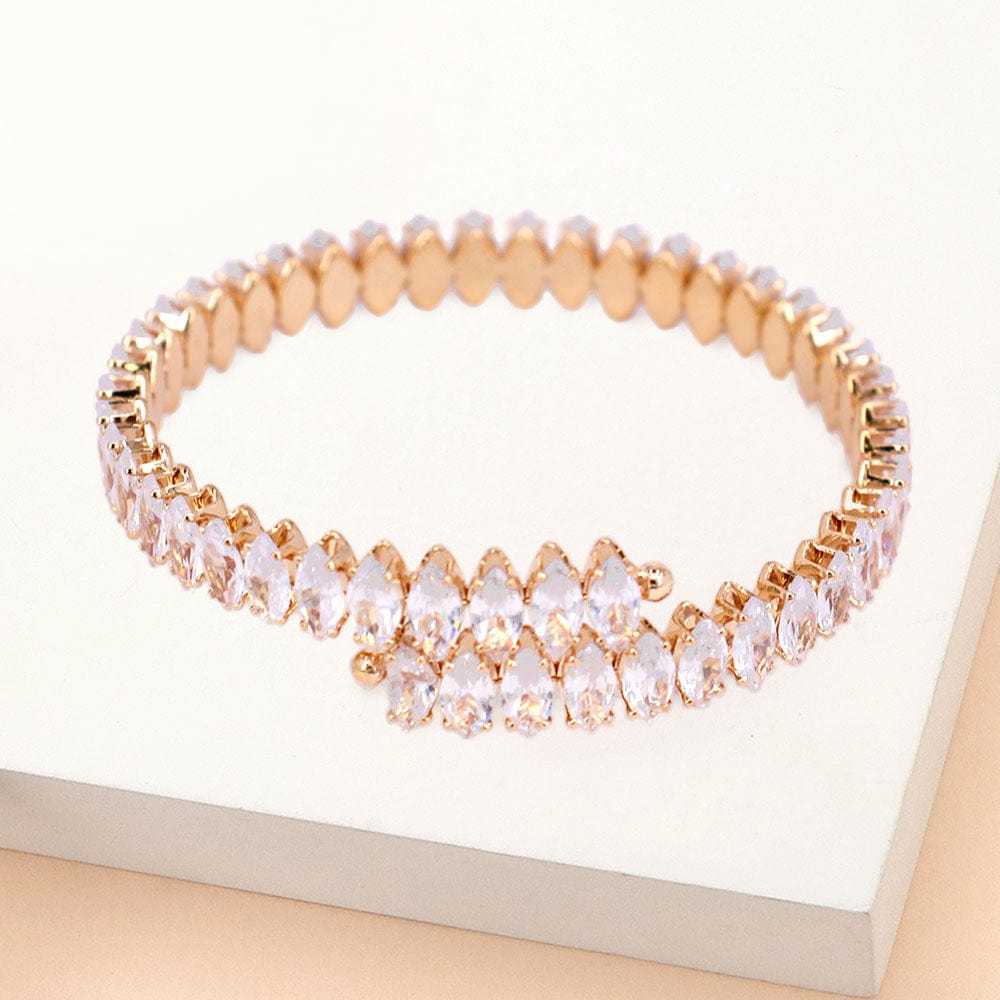 Clear Marquise Stone Cluster Bracelet