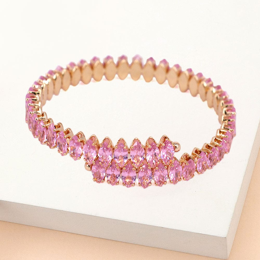 Pink Marquise Stone Cluster Bracelet