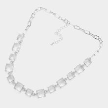 Load image into Gallery viewer, Cushion Square Stone Link Evening Necklace
