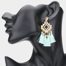 Load image into Gallery viewer, Boho Cut Out Metal Tassel Dangle Earrings
