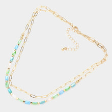 Load image into Gallery viewer, Faceted Rectangle Beaded Double Layered Necklace
