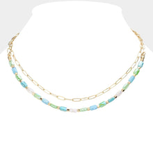 Load image into Gallery viewer, Faceted Rectangle Beaded Double Layered Necklace
