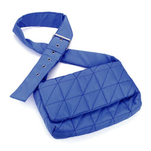 Load image into Gallery viewer, Blue Quilted Puffer Crossbody Bag
