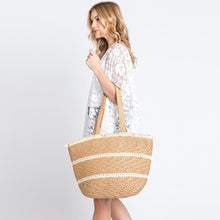 Load image into Gallery viewer, Sand Frayed Detail Straw Bag

