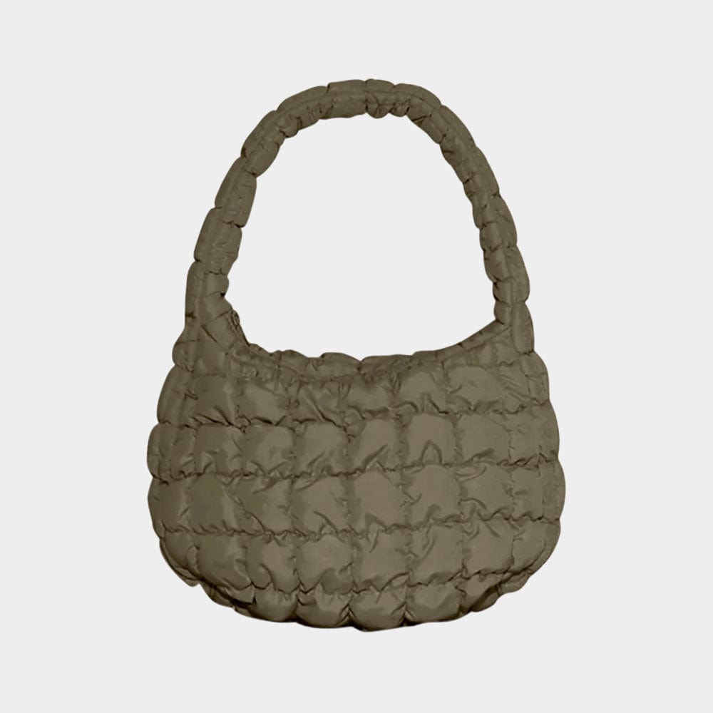 Quilted Bubble Mini Puff Tote in Olive