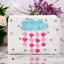 Load image into Gallery viewer, Stone Pointed Cloud Heart Rain Seed Beaded Mini Pouch Bag
