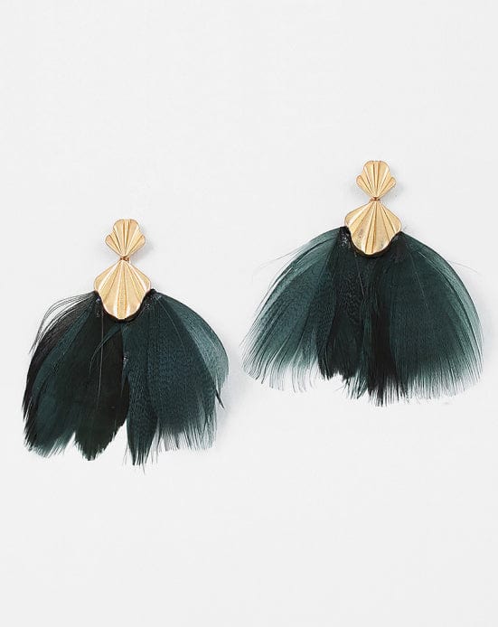 Green Feather Earrings
