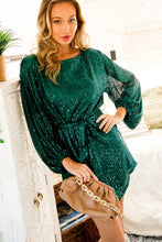 Load image into Gallery viewer, Balloon Sleeve Sequin Dress
