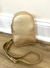 Load image into Gallery viewer, Gold Vegan Leather Crossbody Fanny Pack
