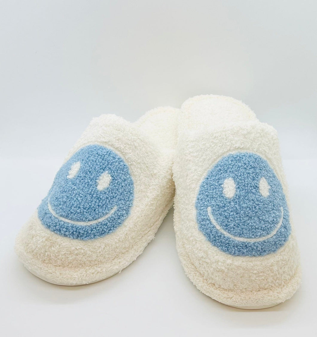 Light Blue Smiley Face Slippers