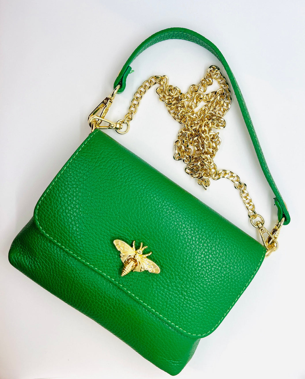Green Leather Crossbody Handbag
