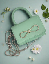 Load image into Gallery viewer, Accent Bow Mini Mint Green Bag
