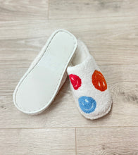 Load image into Gallery viewer, White Slippers with Embroidered Smiley Faces

