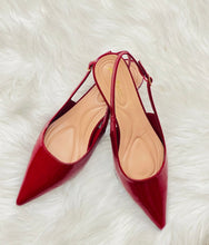Load image into Gallery viewer, Cherry Pointed Toe Sling Back with Kitten Heel
