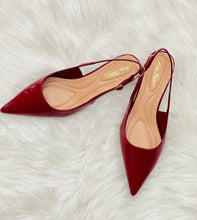 Load image into Gallery viewer, Cherry Pointed Toe Sling Back with Kitten Heel
