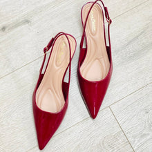 Load image into Gallery viewer, Cherry Pointed Toe Sling Back with Kitten Heel
