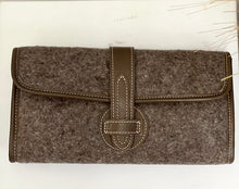 Load image into Gallery viewer, Felt Clutch with Gray Genuine Leather Trim
