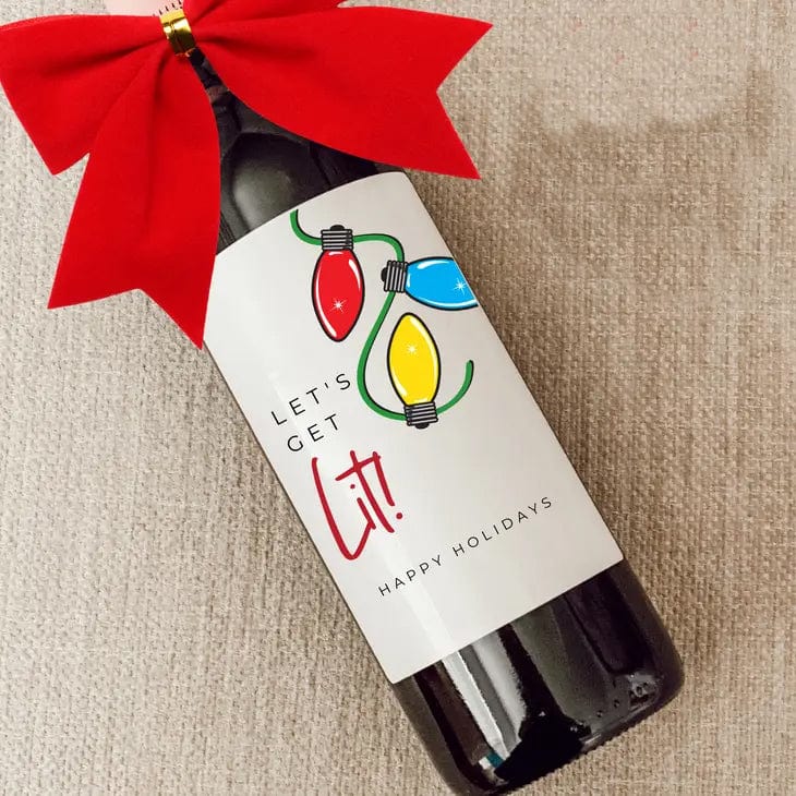 Let's Get Lit Holiday Wine Label