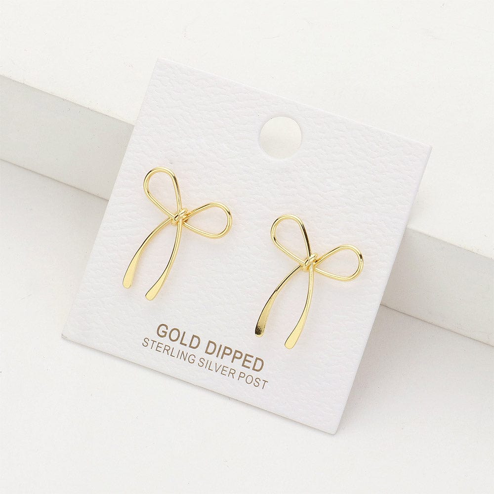 Gold Dipped Delicate Bow Stud Earrings