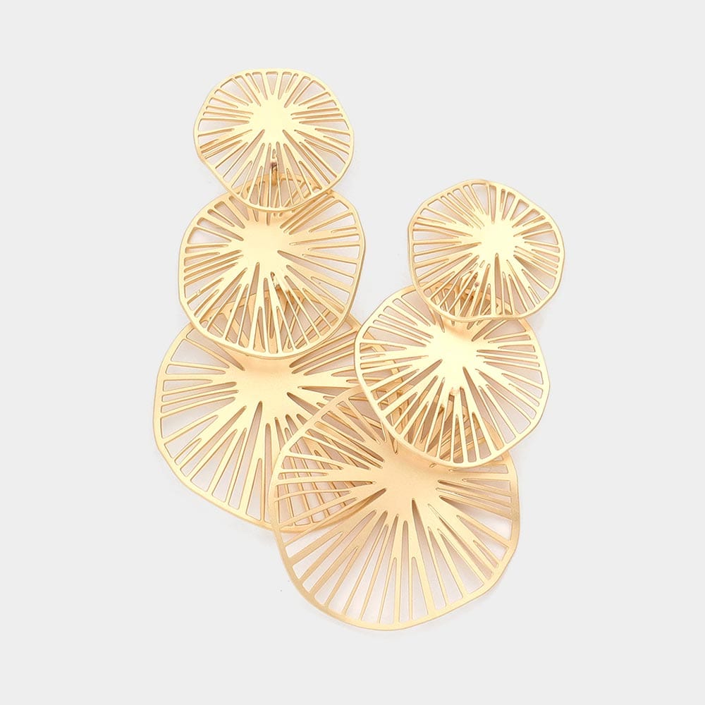 Gold Filigree Lotus Leaves Earrings